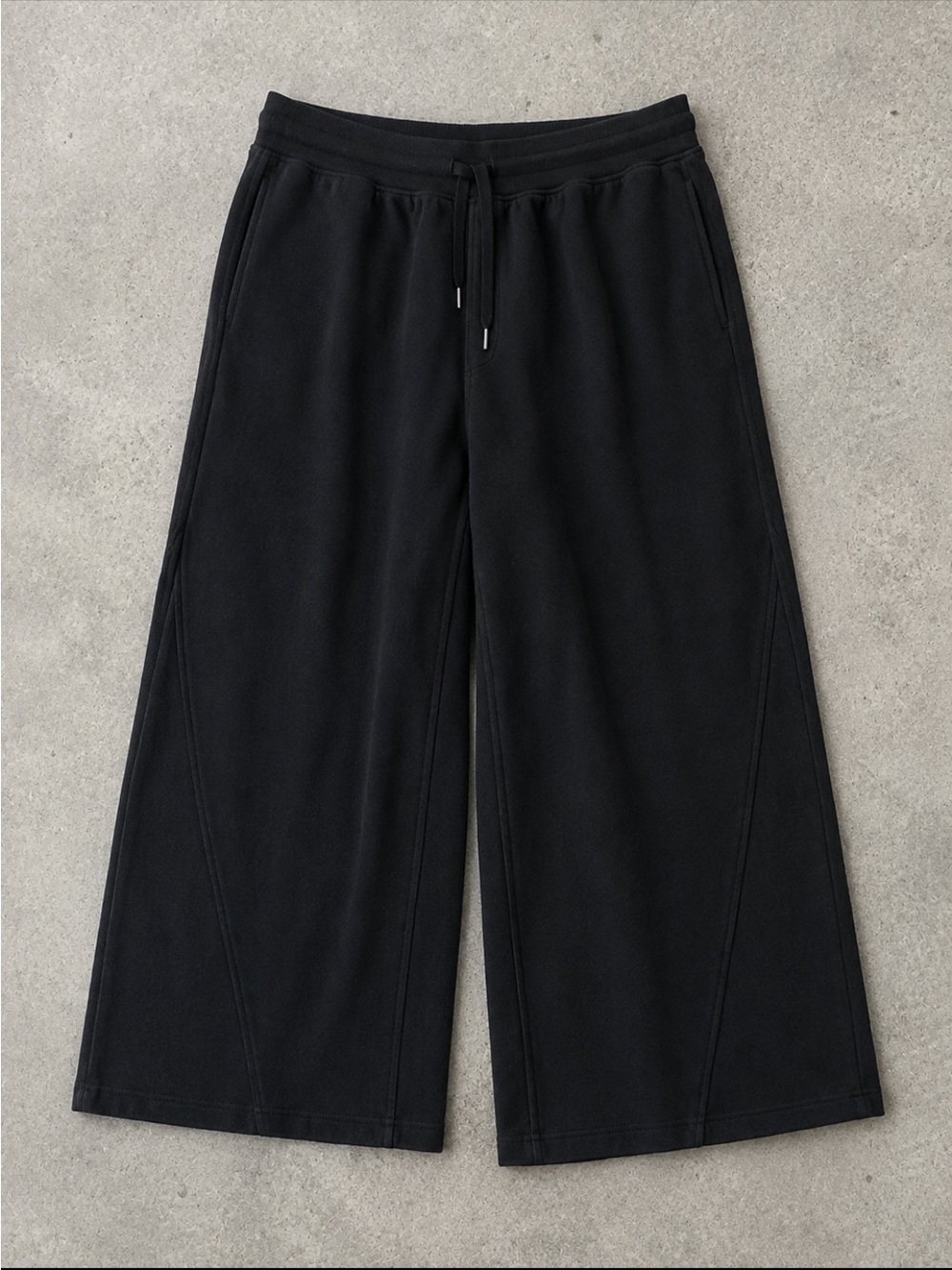 Aerie Soft Landing Ribbed Trouser Pants Woman XL TALL Black Wide Leg Pull On 24
